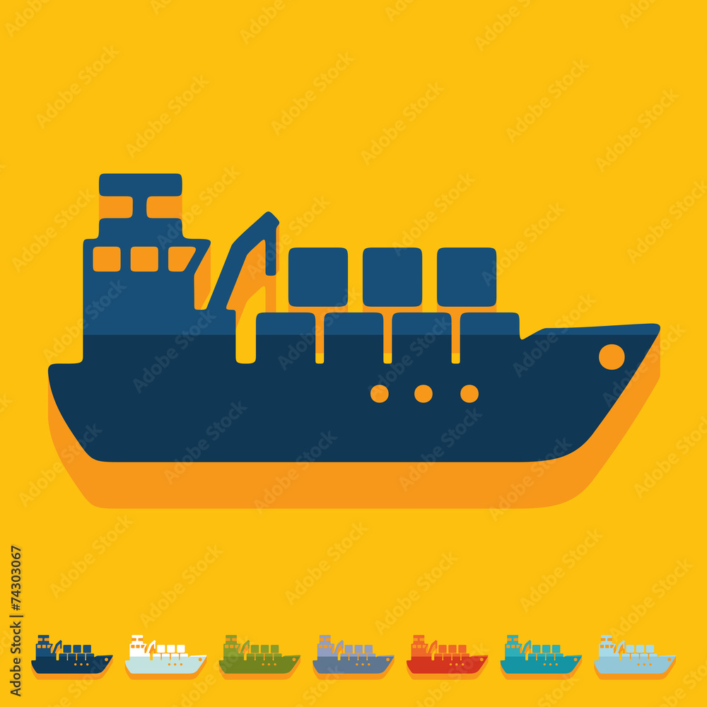 Sticker flat design: cargo ship