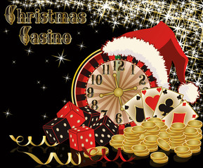 Christmas casino background, vector illustration