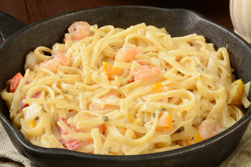 Shrimp scampi with linguini