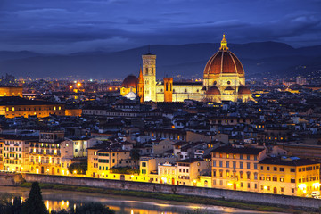 Fototapeta na wymiar Florence or Firenze, Duomo Cathedral landmark. Sunset view from