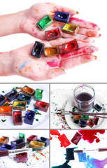 Collage of watercolor paints