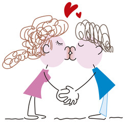 キスをするカップル