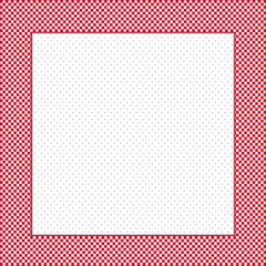 Frame, red, white gingham check, square polka dot copy space