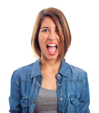 young cool woman shouting