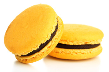 Gentle colorful macaroons isolated on white