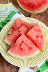 Juicy watermelon on table close-up