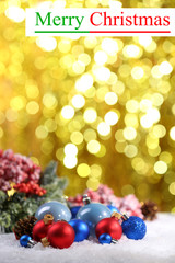 Naklejka na ściany i meble Christmas balls on bright background