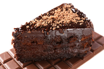 Yummy chocolate cake, close-up