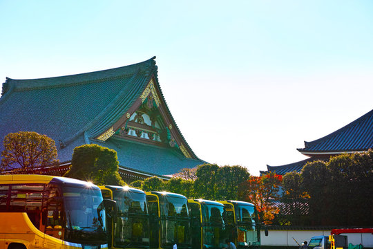 浅草寺と観光バス