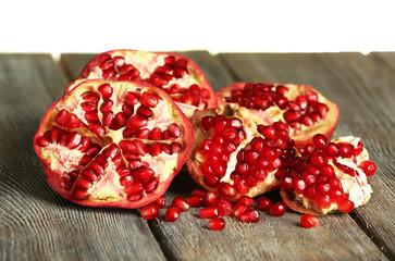 Beautiful composition with juicy  pomegranates,