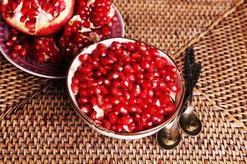 Beautiful composition with juicy  pomegranate seeds,