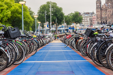 Fototapeta premium Parking for bikes in Amsterdam