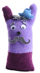 Cute handmade toy of gloves isolated on white