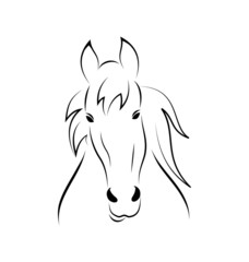 Outline racehorce isolated on white background