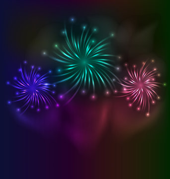 Colorful fireworks background with place for text
