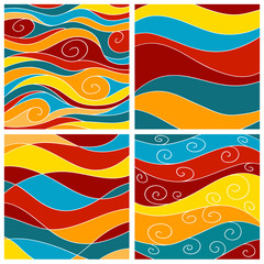 Set of sea waves background