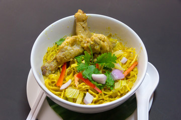 Khao Sawy Northern Thai Noodle Curry Soup  with chicken