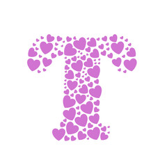 Alphabet  T of hearts vector illustration