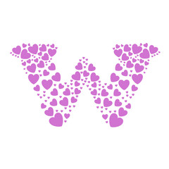 Alphabet w  of hearts vector illustration
