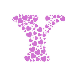 Alphabet  Y  of hearts vector illustration