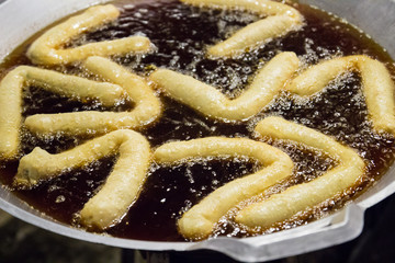 frying the dough of deep-fried doughstick