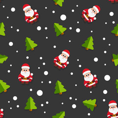 PatternSnowflakesSantaChristmasTreeBackground