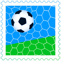 Soccer ball on the stamp