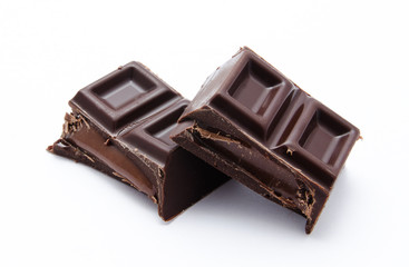 Dark chocolate bars stack isolated on a white