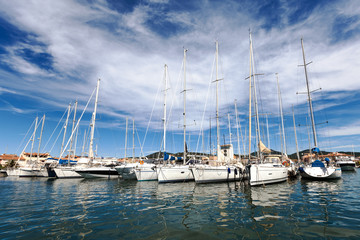 Obraz premium Yacht on the dock in Port Grimaud, France