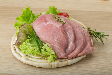 Raw pork schnitzel