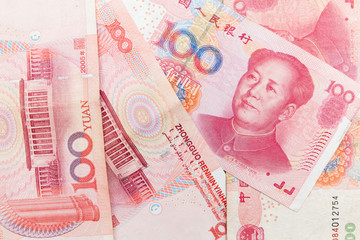 Chinese 100 yuan renminbi banknotes