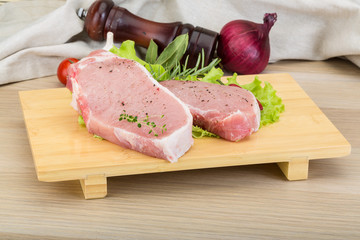 Raw pork steak