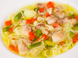 chicken soup with noodle and vegetables
