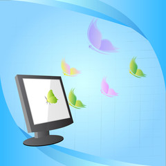 concept design, butterfly flying out from computer