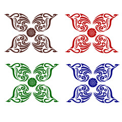 Obraz premium Line Thai art pattern vector illustration