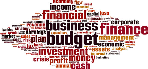 Naklejka premium Budget word cloud concept. Vector illustration