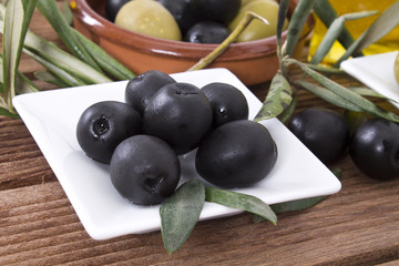 green and black olives