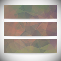 Set of horizontal banners. Abstract background, triangle design