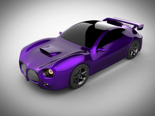 violet luxury brandless sport car on white background