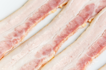 raw Bacon strips slices