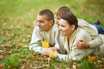 Family in autumn park