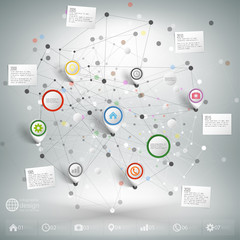 Infographic network with pointer marks for business, template