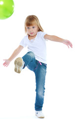 Little girl in blue jeans.