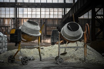 Cement mixer at a construction site