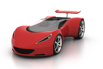 red futuristic concept sport car on isolated white background