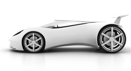 Plakat white futuristic concept sport car on isolated white background