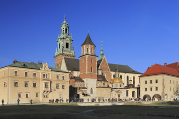 Fototapeta na wymiar view to city castle and cathedral in Krakov