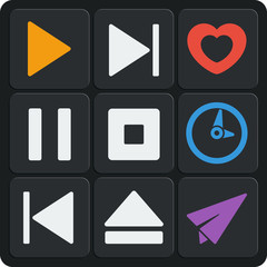 Set of 9 interface web and mobile icons. Vector.