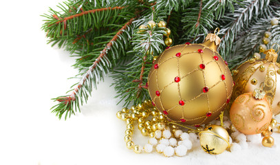 Fototapeta na wymiar golden christmas decorations