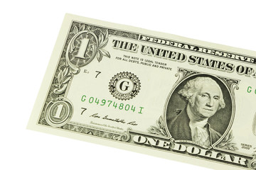 Close-up of one dollar on background